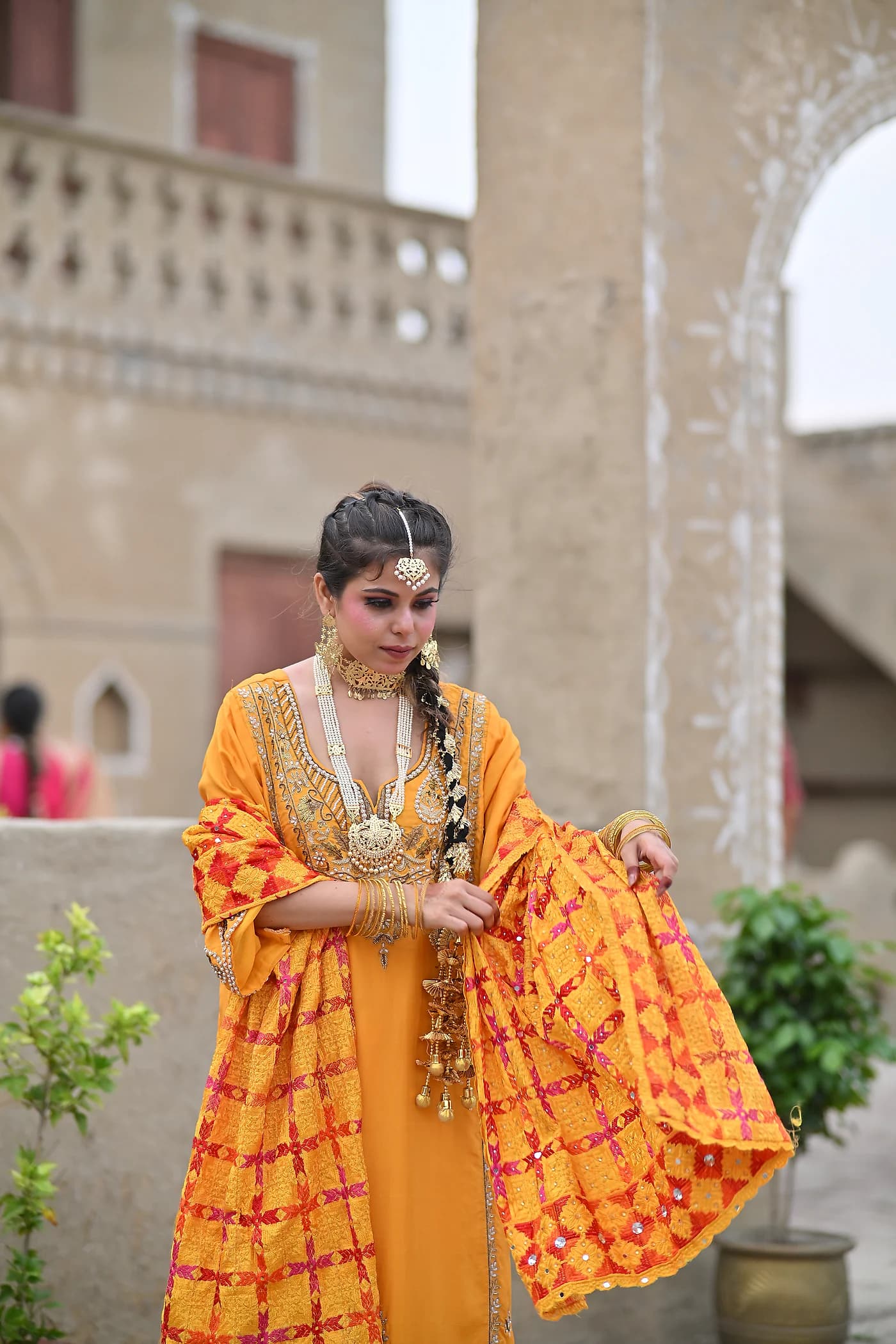 Basanti Sunshine Yellow Zardozi Embroidered Punjabi Salwar Suit — alternate view