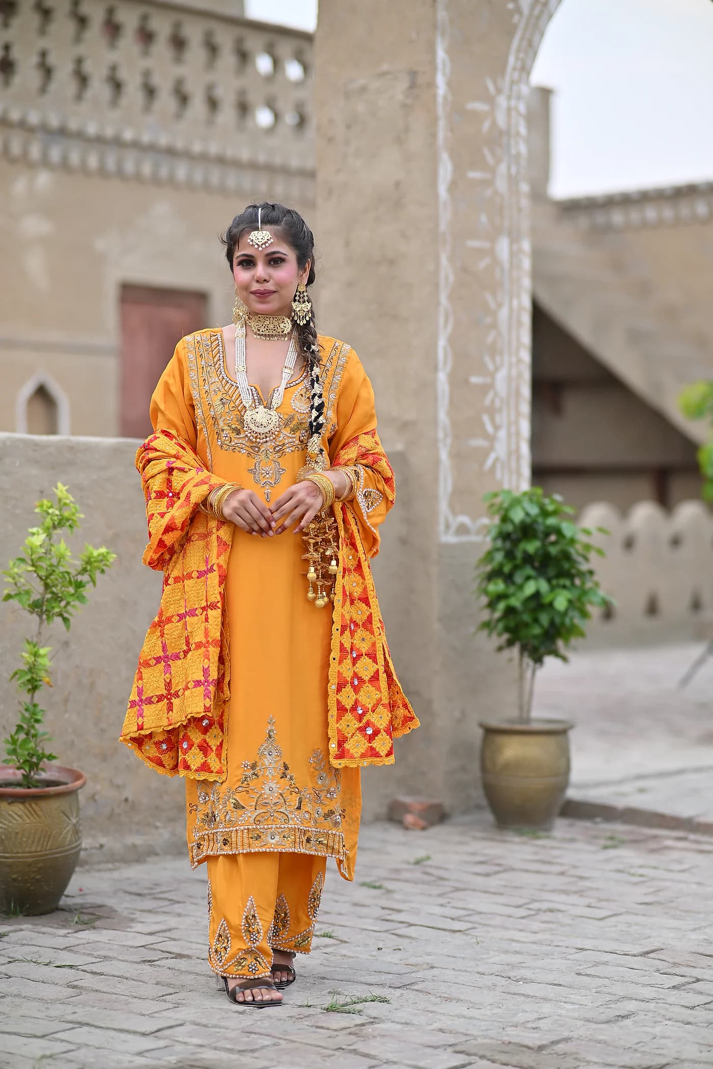 Basanti Sunshine Yellow Zardozi Embroidered Punjabi Salwar Suit