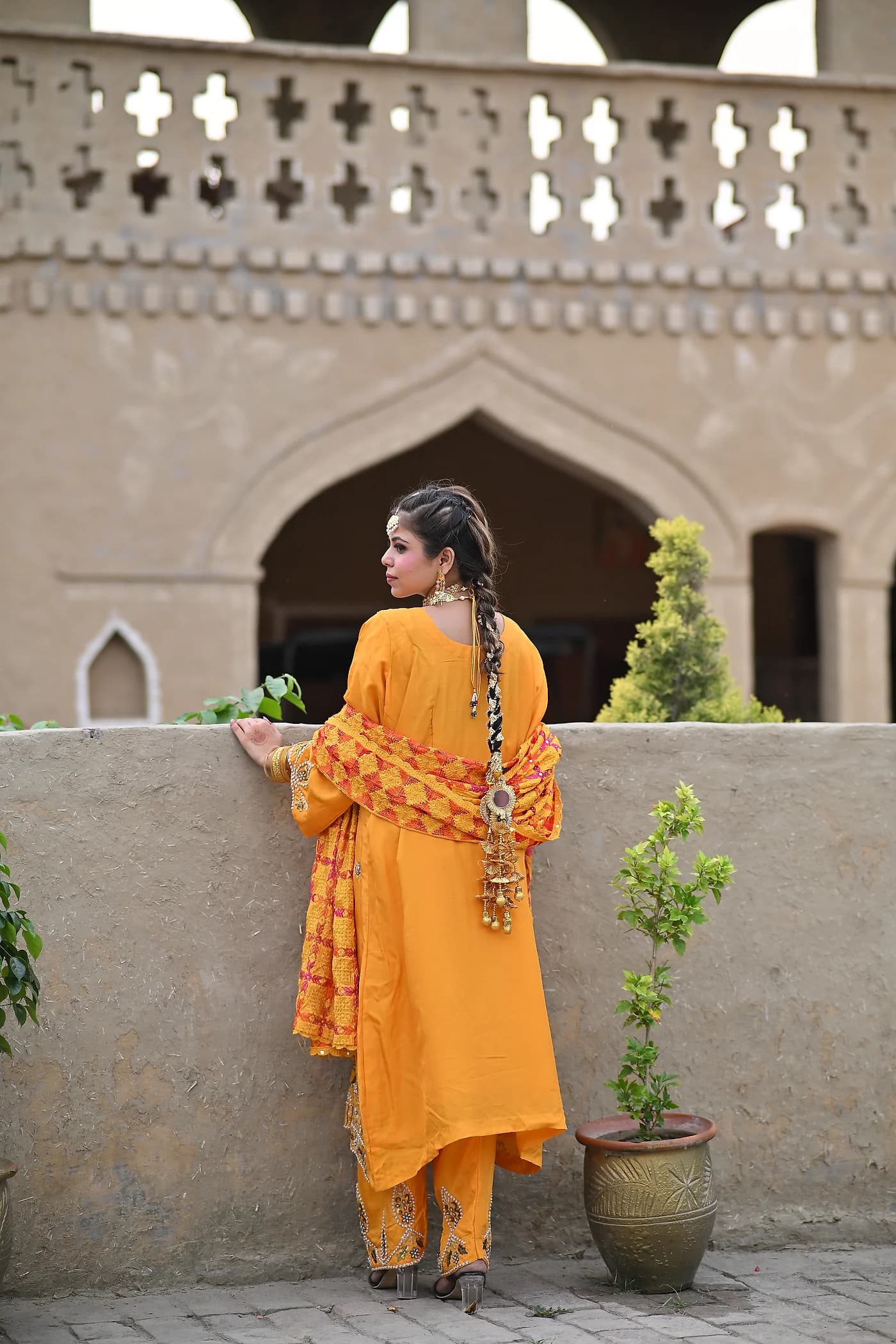 Basanti Sunshine Yellow Zardozi Embroidered Punjabi Salwar Suit thumbnail 3