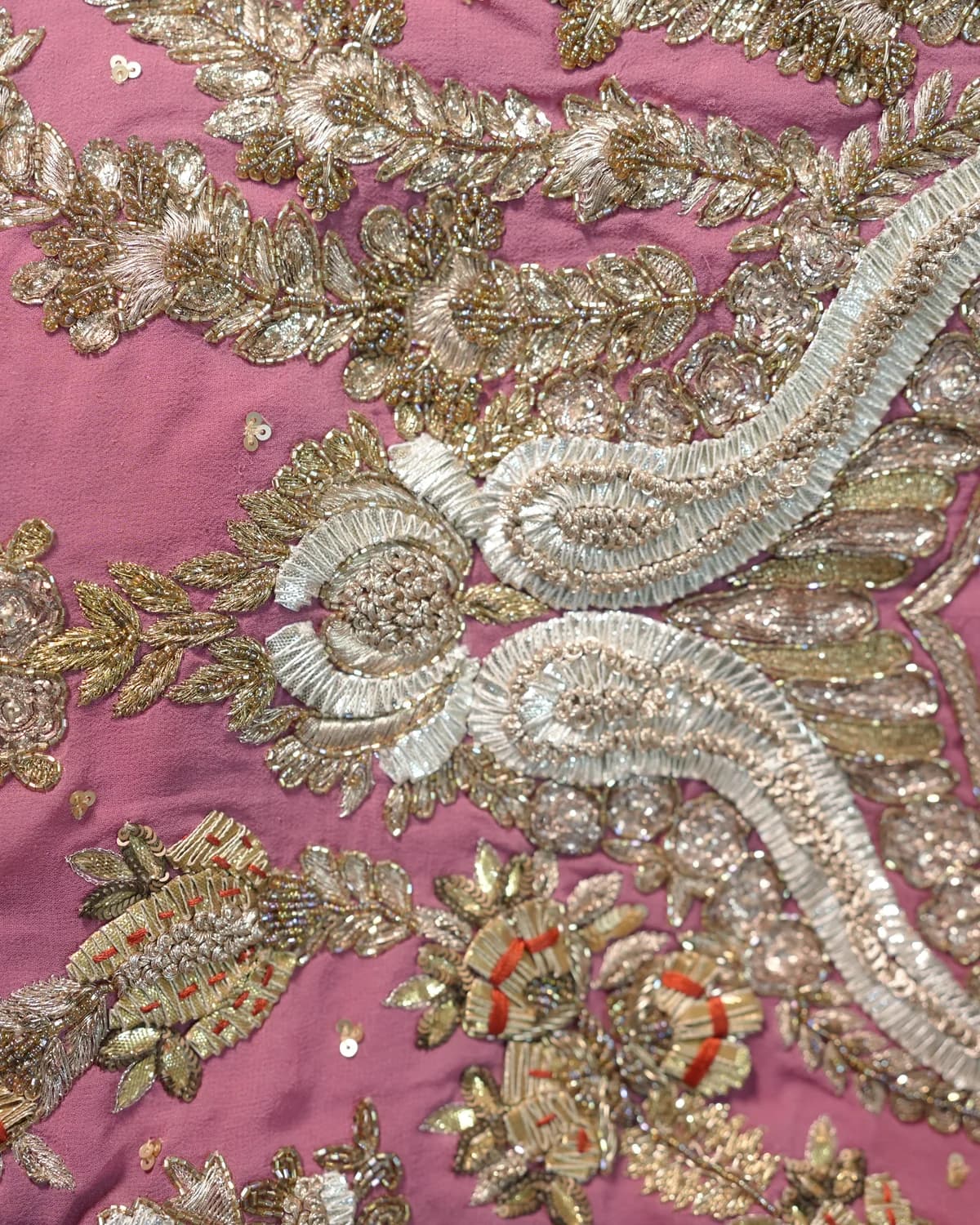 Gul-e-Rana Dusty Rose Handcrafted Zardozi Silk Suit — alternate view