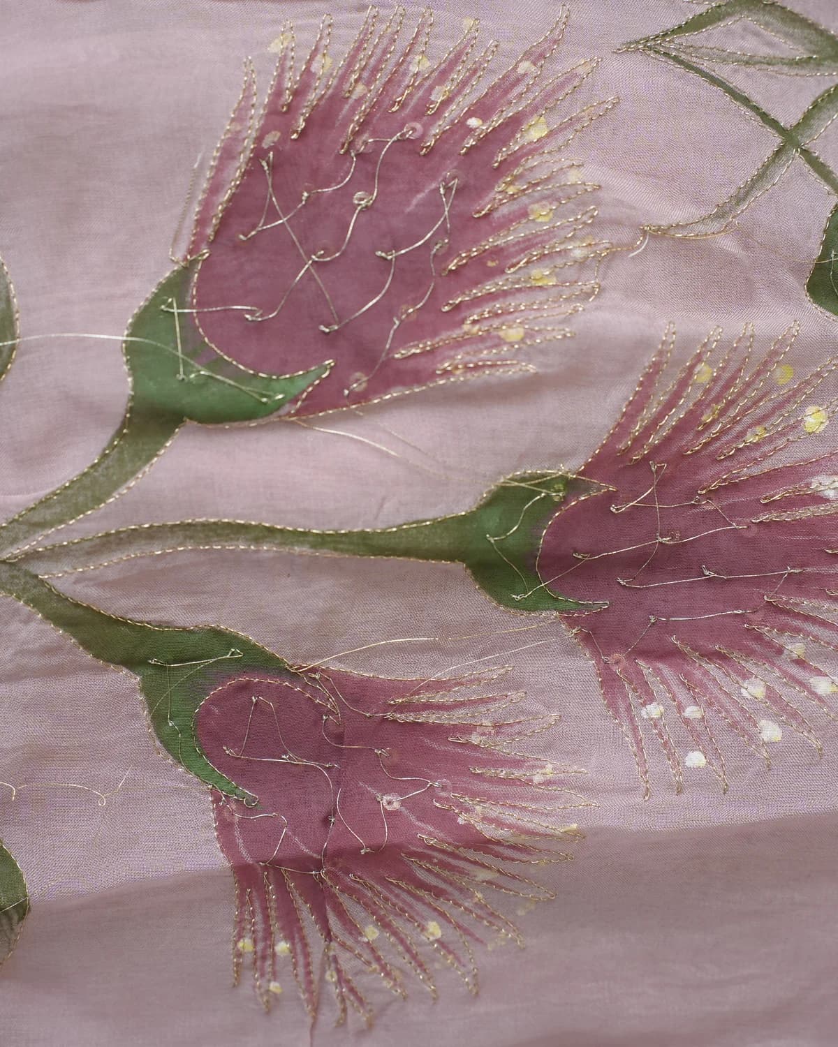 Gulrang Powder Blush Hand-Painted Botanical Silk Suit thumbnail 3