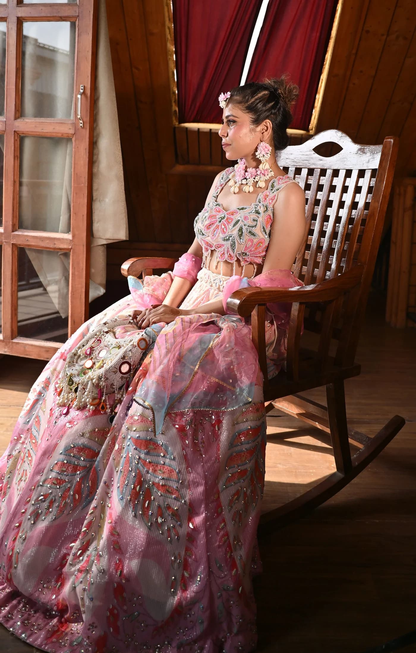 Hiteshi Multi-Pastel Floral Embellished Haldi Lehenga Set thumbnail 4
