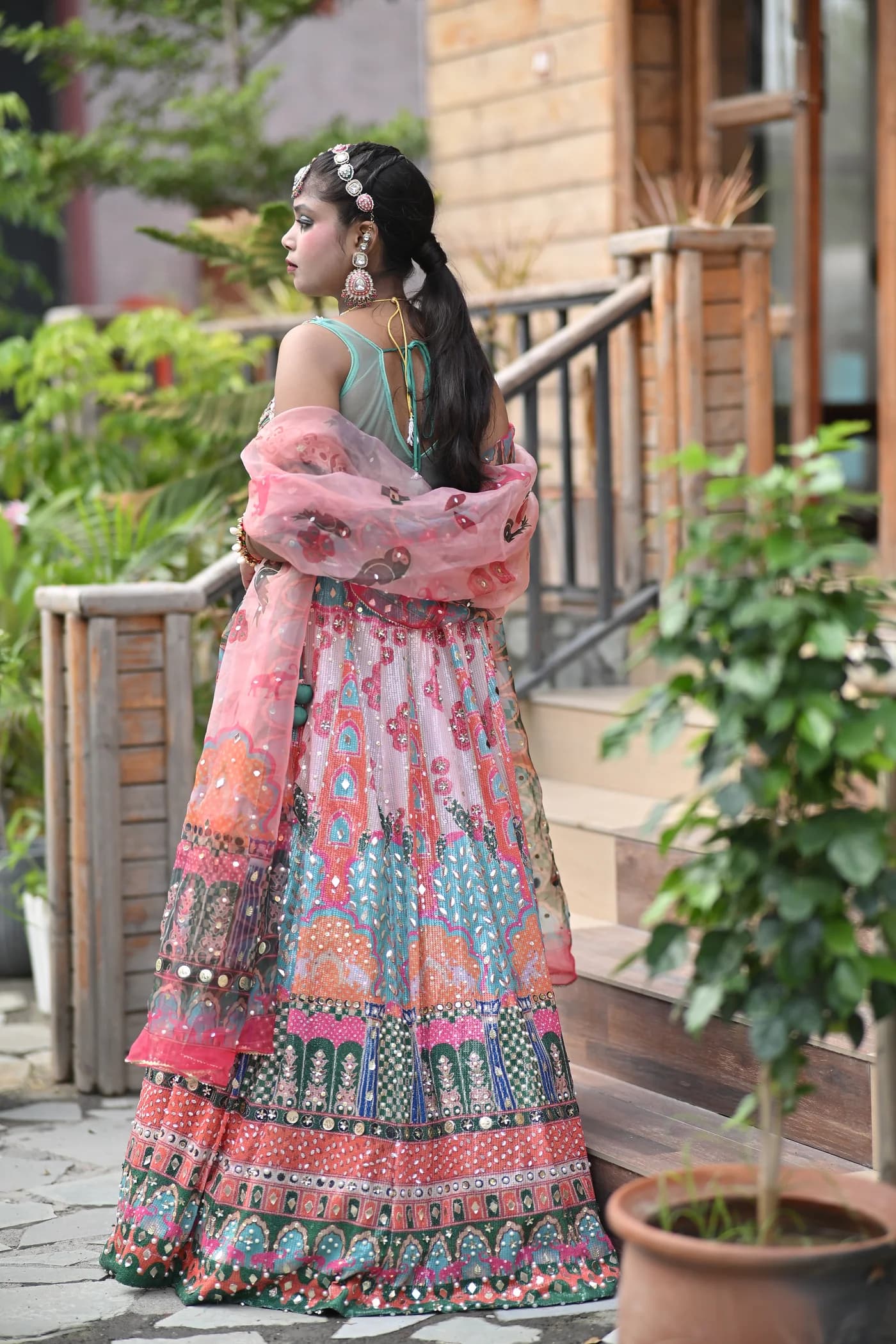 Amrit Multi-Hue Geometric & Mirrorwork Haldi Lehenga Set thumbnail 4