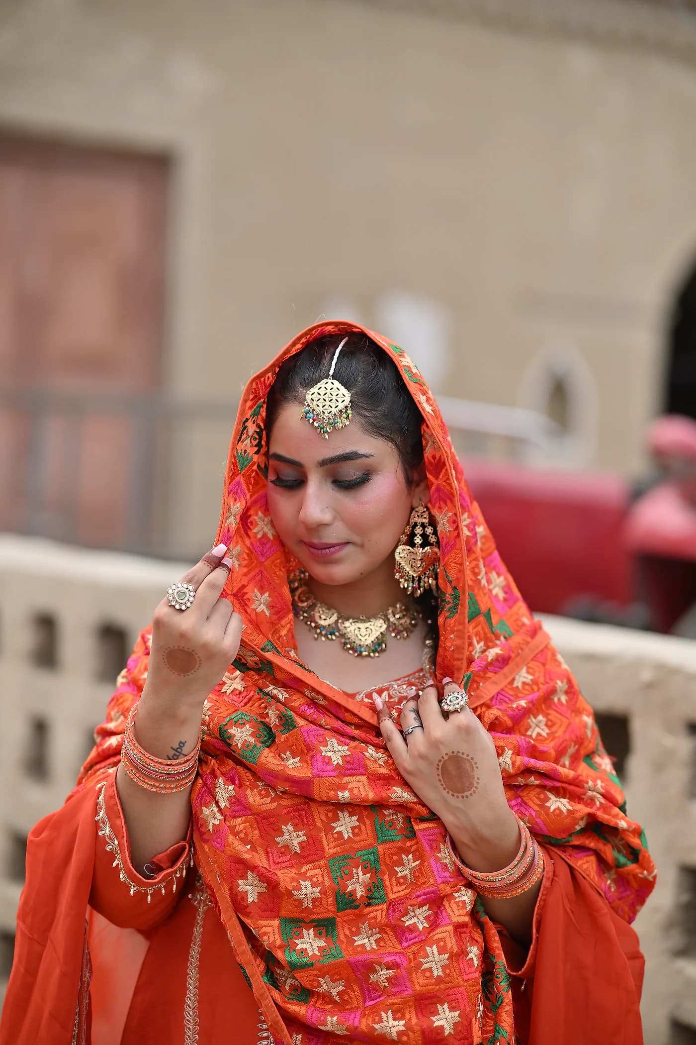 Heer Rust Orange Hand-Embroidered Punjabi Salwar Suit thumbnail 3