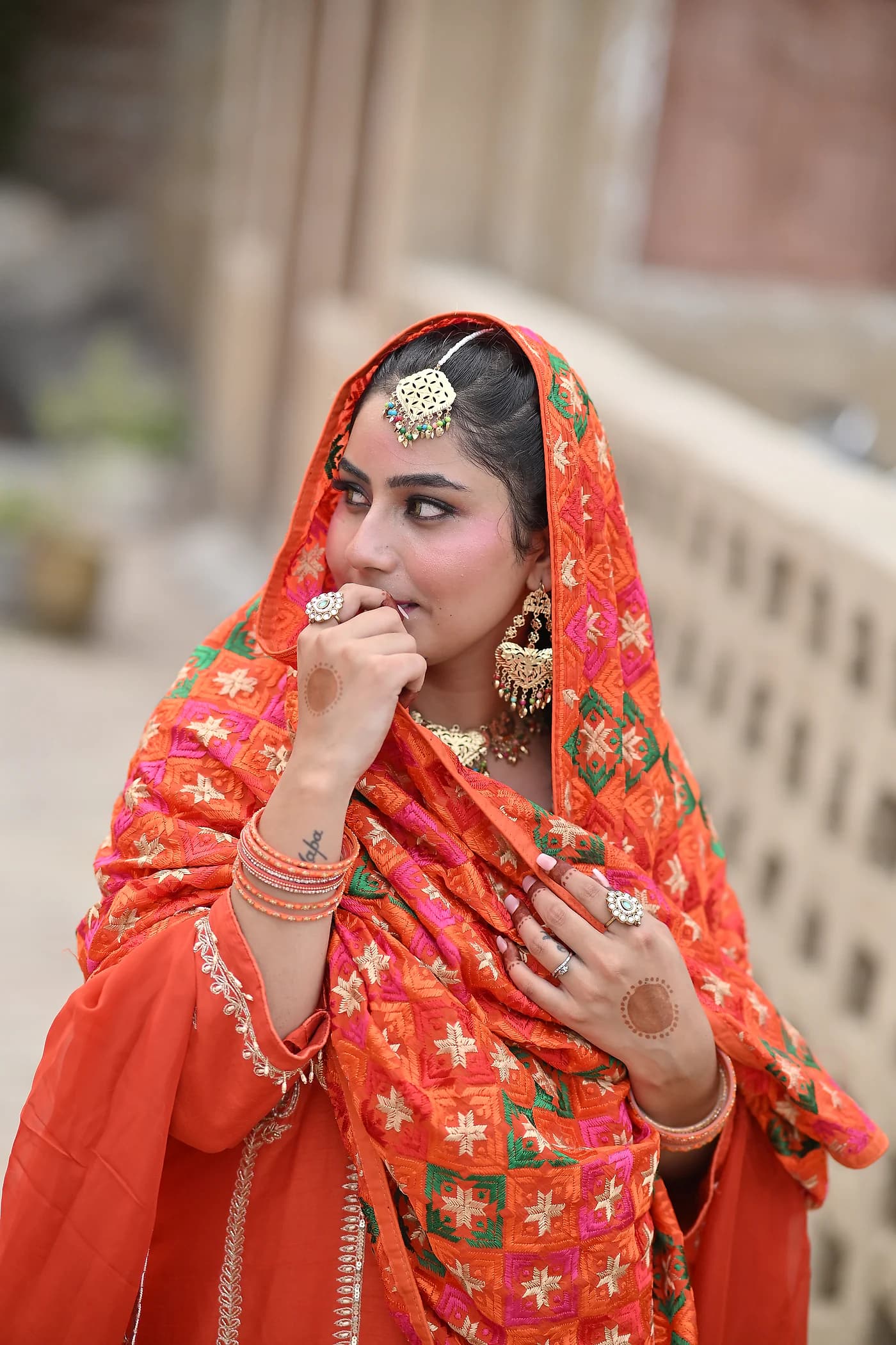 Heer Rust Orange Hand-Embroidered Punjabi Salwar Suit thumbnail 4