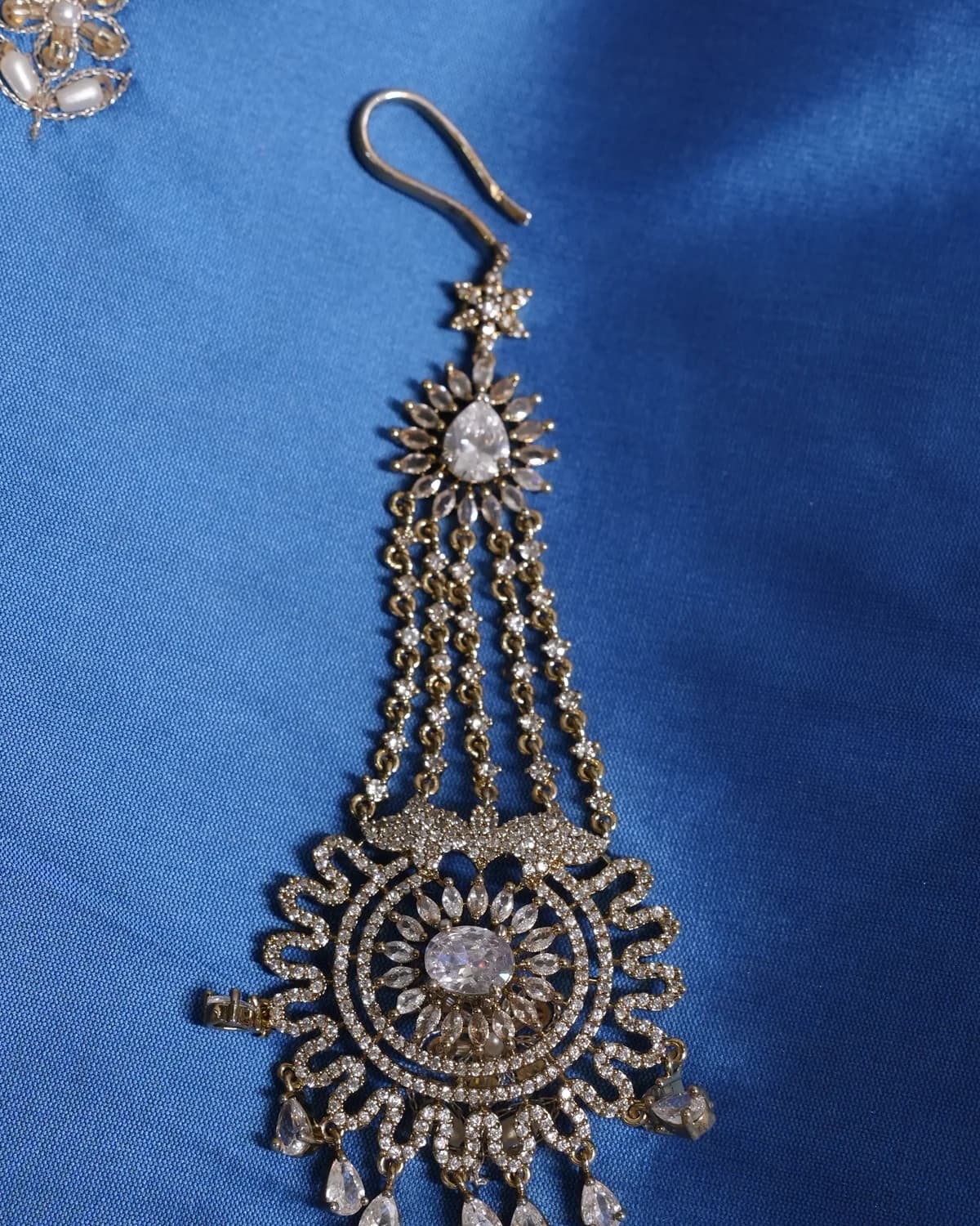 Jahanara Sapphire Blue Handcrafted Zardozi Silk Suit thumbnail 5