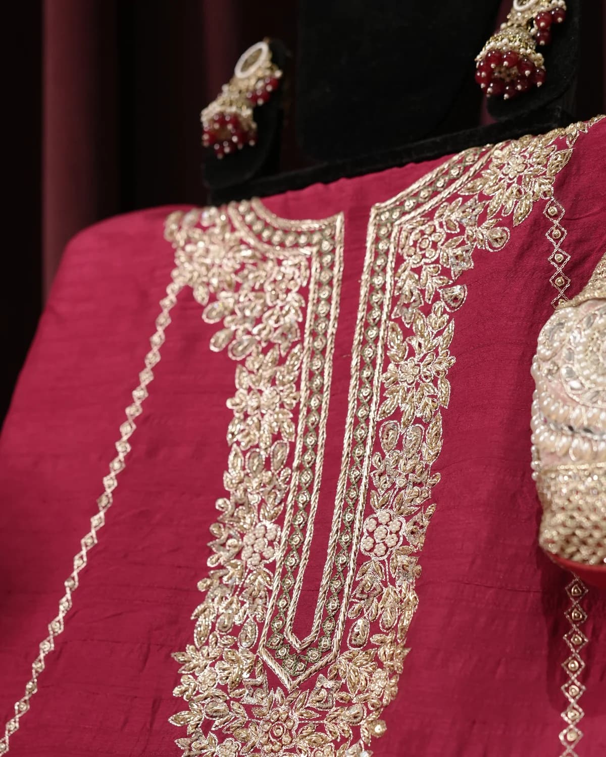Mumtaz Rani Pink Handcrafted Zardozi Silk Suit thumbnail 3