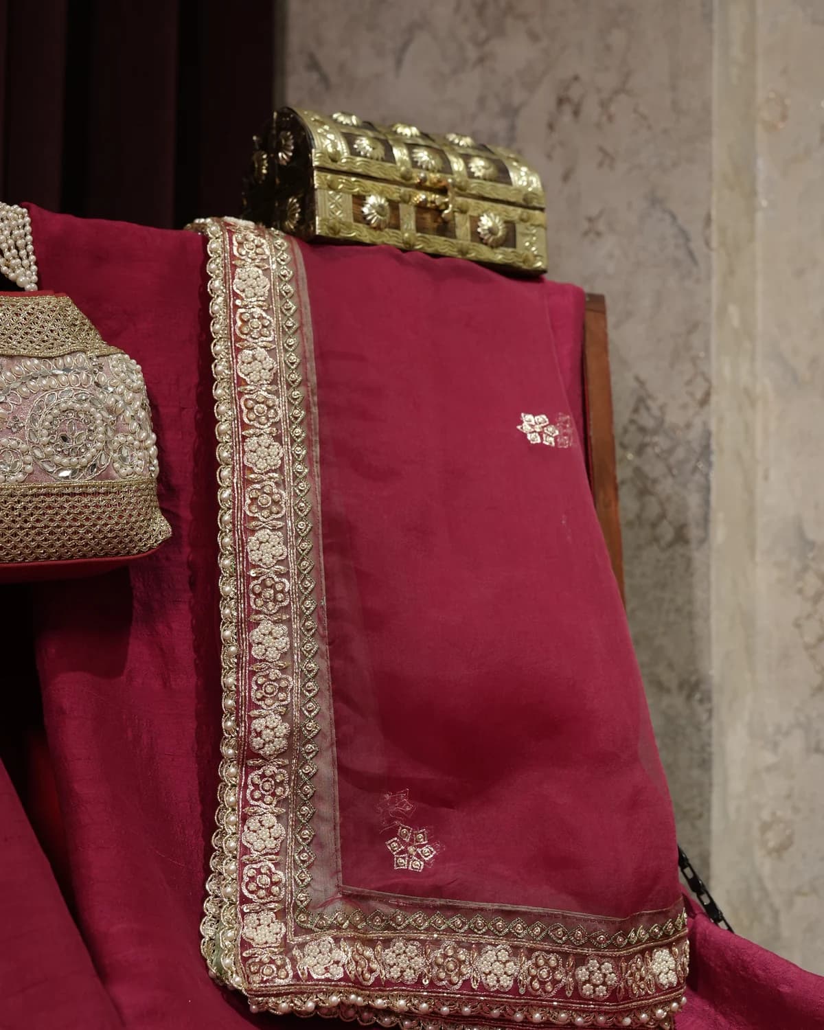 Mumtaz Rani Pink Handcrafted Zardozi Silk Suit thumbnail 4