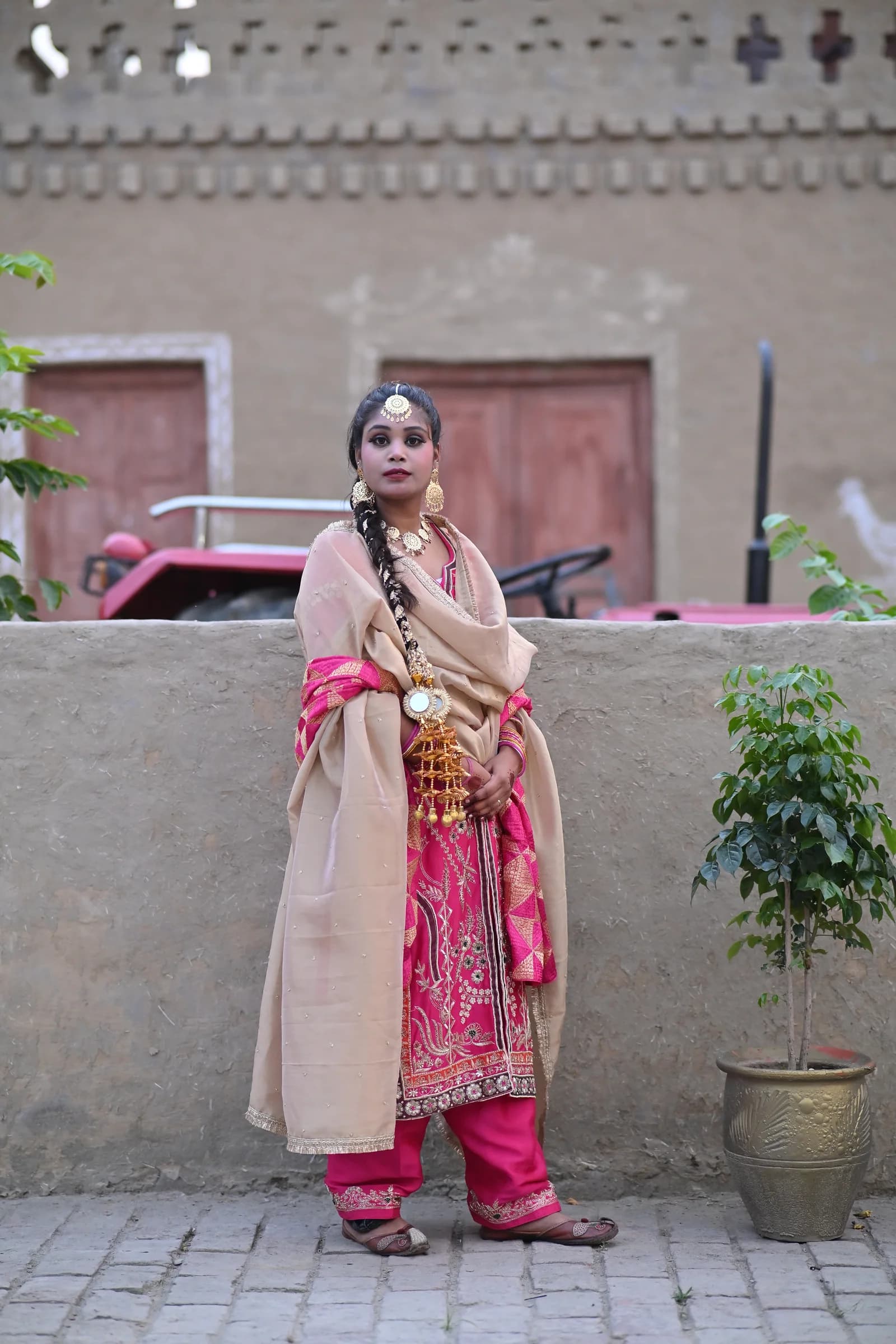 Noorani Rani Pink & Champagne Gold Zardozi Punjabi Salwar Suit