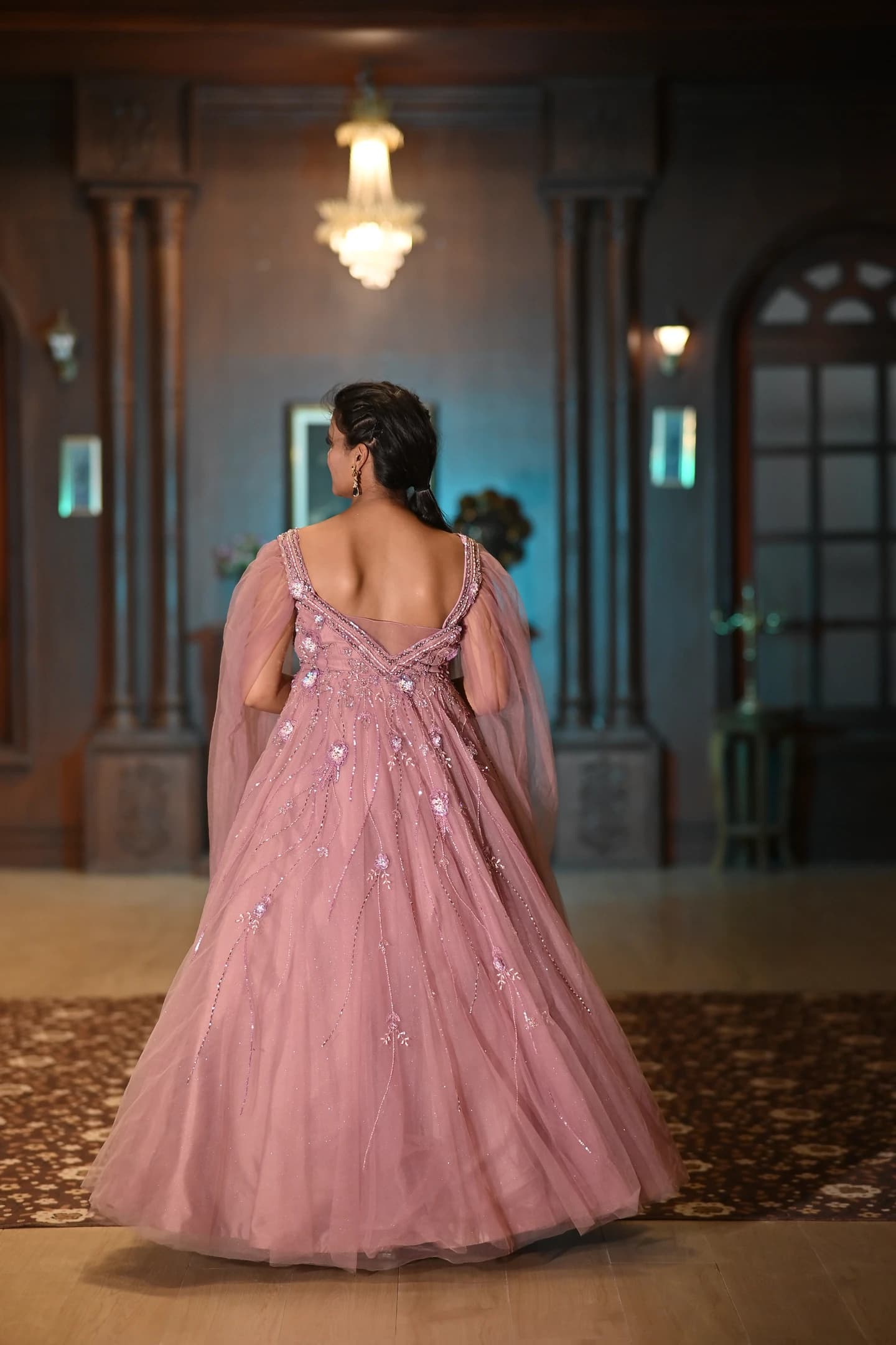 Meera Vintage Mauve Shimmer Reception Ballgown thumbnail 5