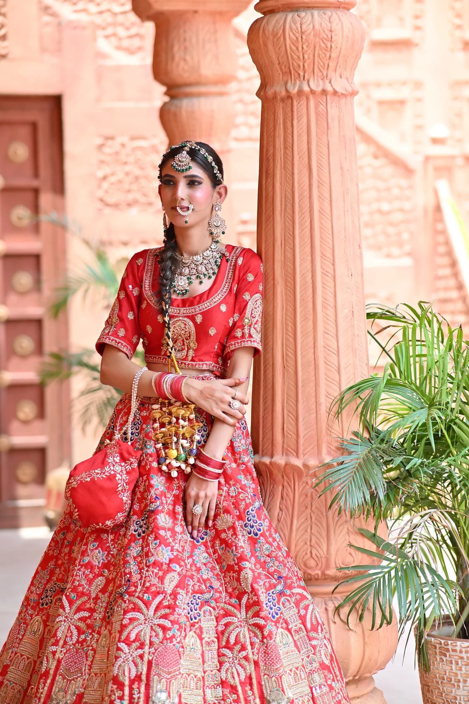 Shahi Sindoori Red & Heritage Zardozi Bridal Lehenga — alternate view