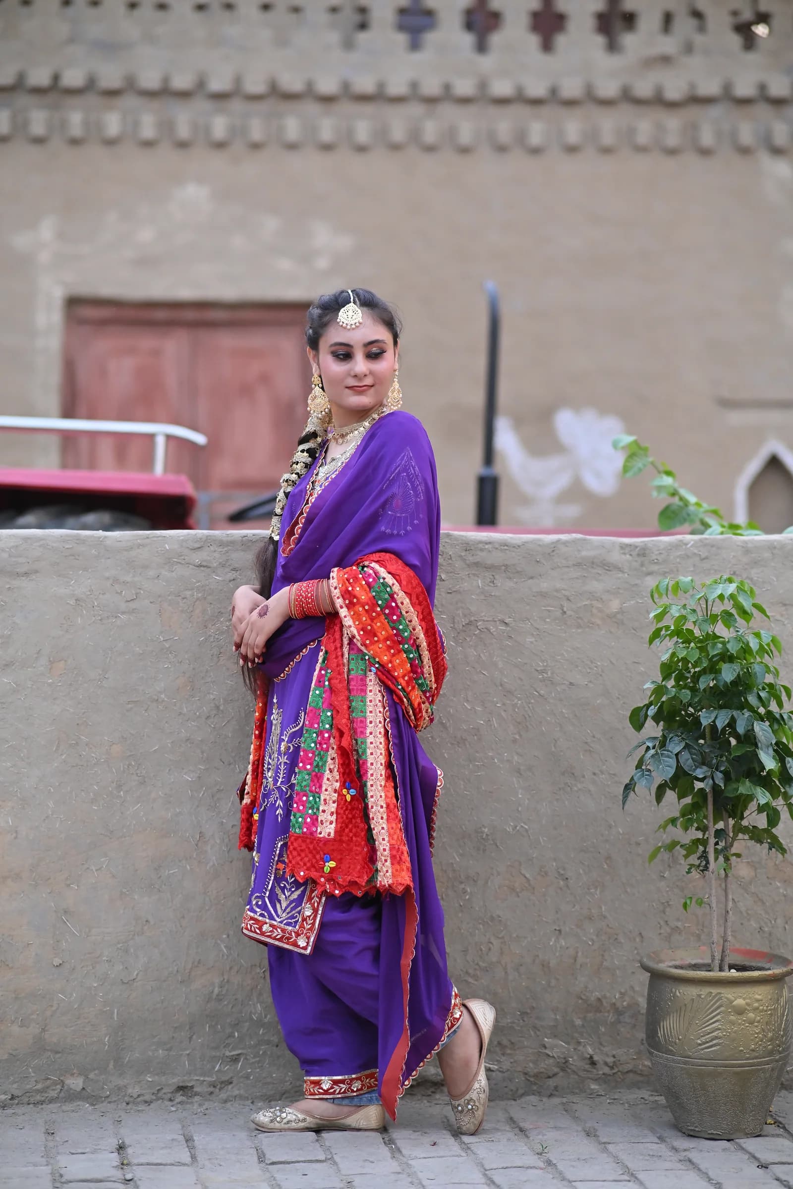 Simran Royal Purple Phulkari Hand-Embroidered Punjabi Salwar Suit thumbnail 3