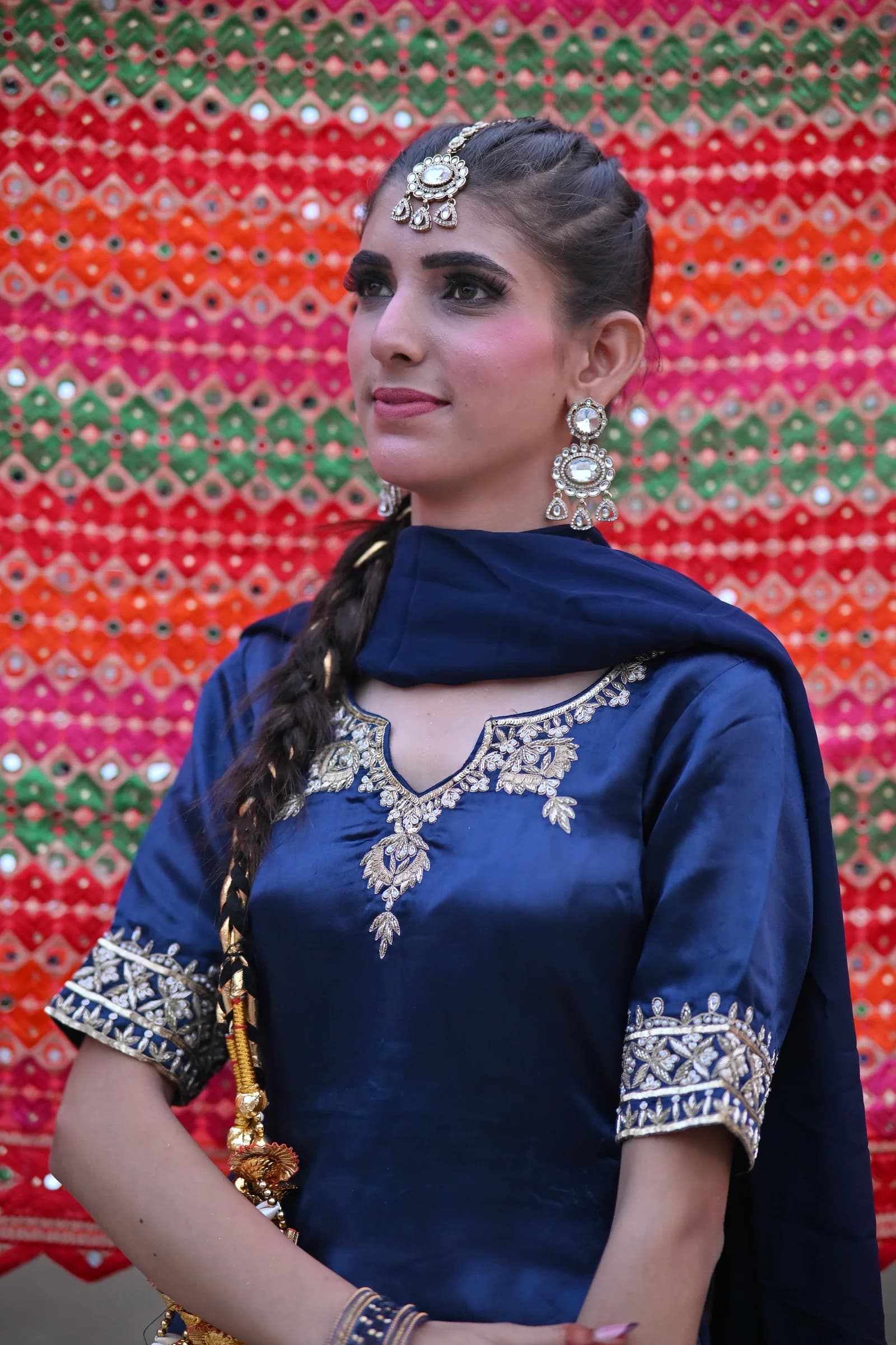 Sitara Midnight Navy Blue & Phulkari Punjabi Salwar Suit — alternate view