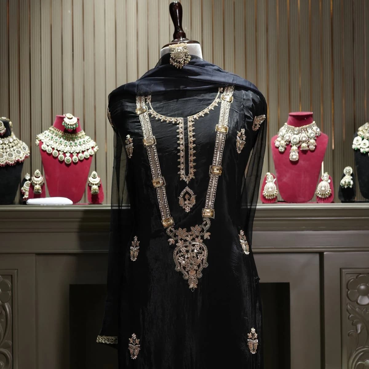 Zeenat Handcrafted Unstitched Silk Suit thumbnail 6