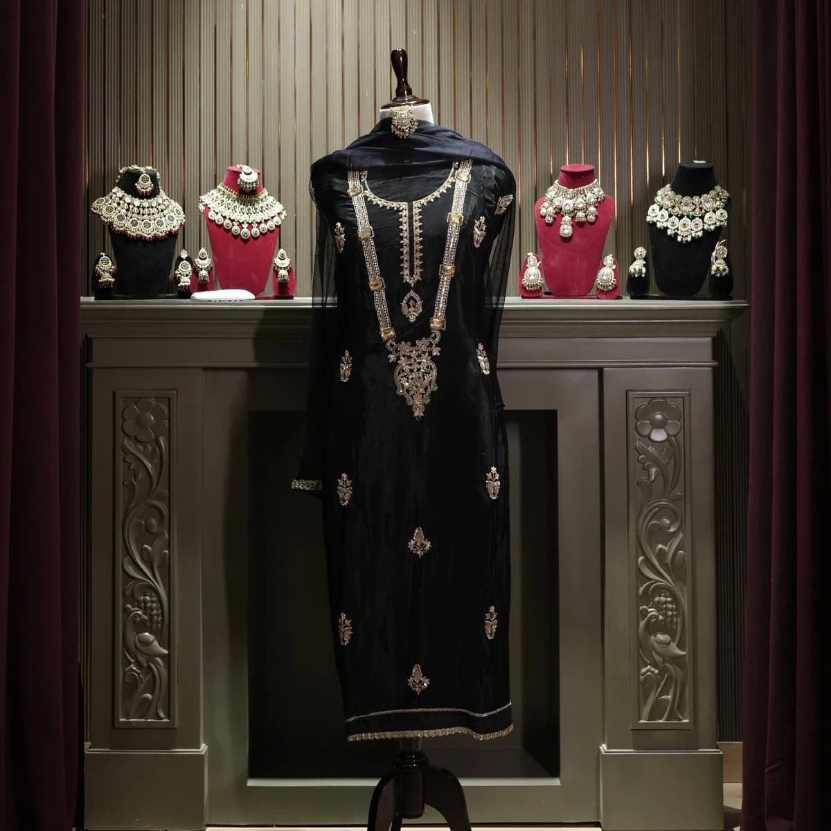Zeenat Handcrafted Unstitched Silk Suit