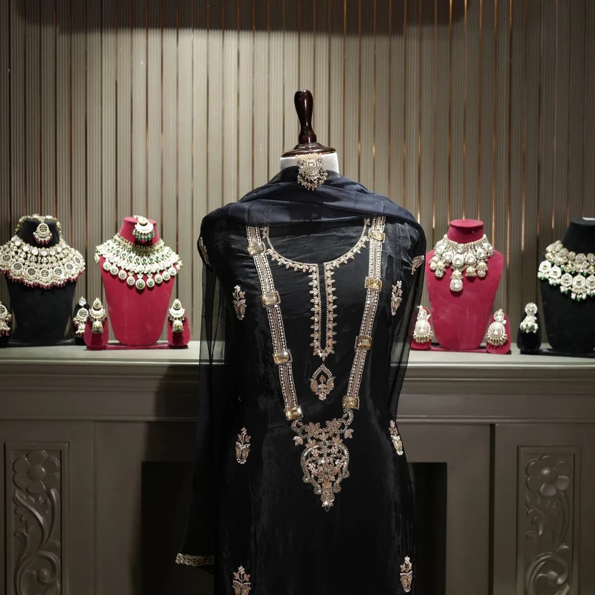 Zeenat Handcrafted Unstitched Silk Suit — alternate view
