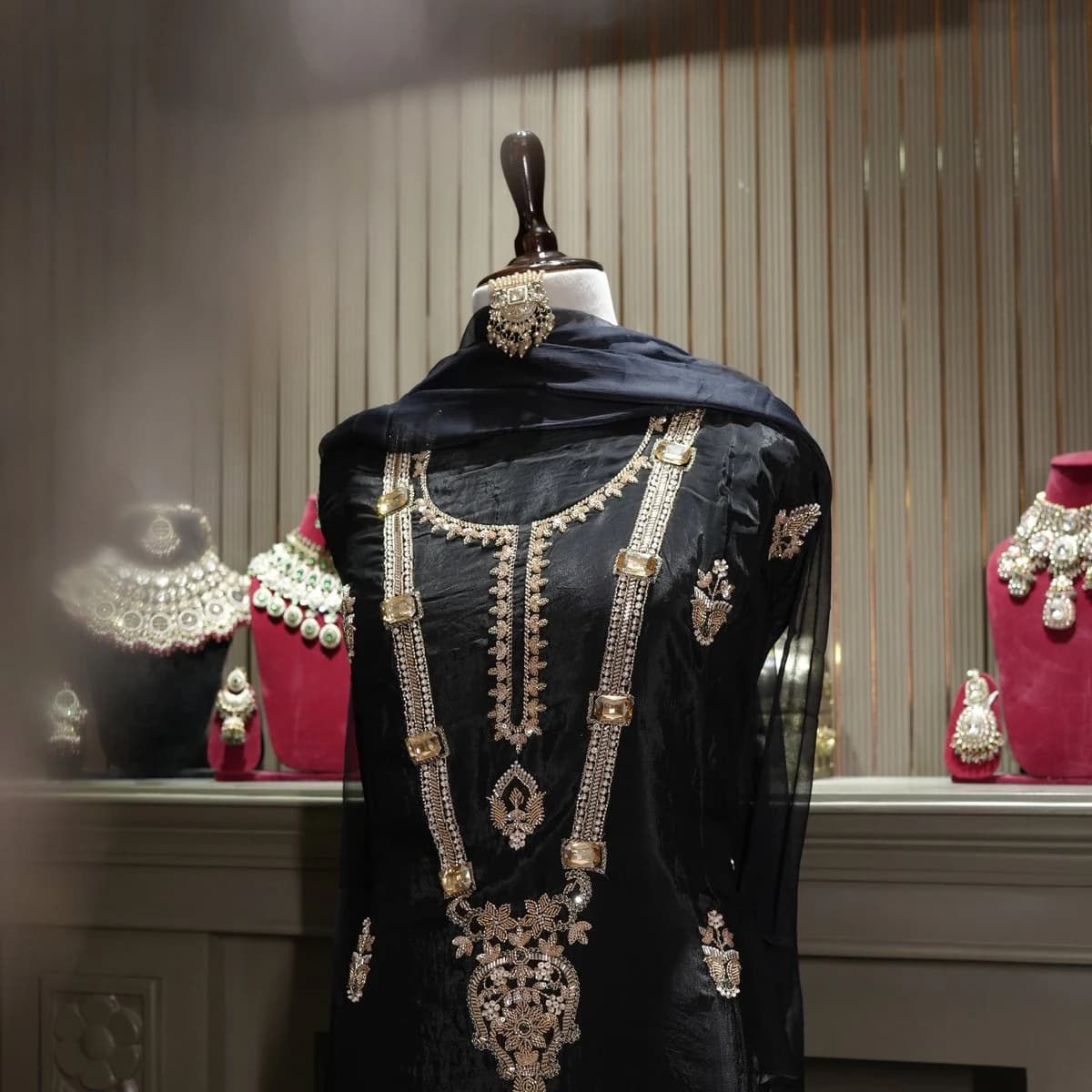 Zeenat Handcrafted Unstitched Silk Suit thumbnail 5